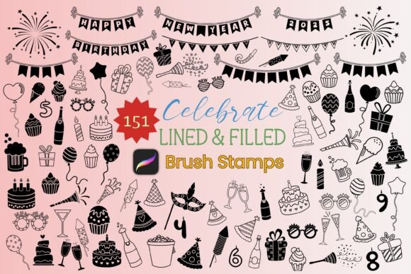 151 Celebrate Procreate Brush Stamps