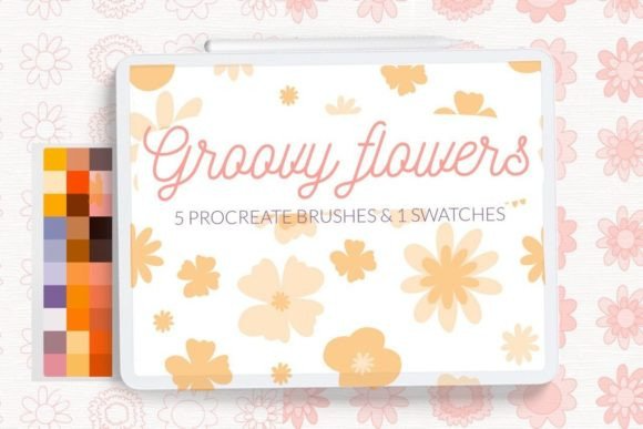 Groovy Flowers Pattern Brushes. Retro
