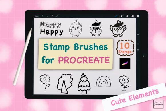 Procreate Stamp Brushes - Cute Elements