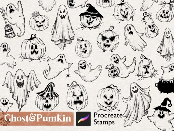 Procreate Halloween Ghost Pumkin Stamps
