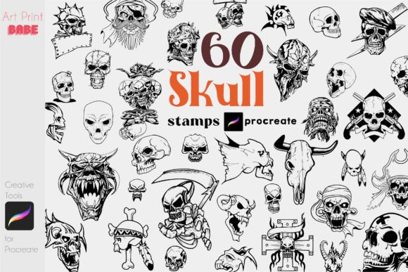 Procreate Skull Tattoo Stamps Gothic Art