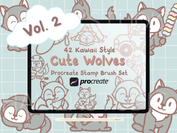 Cute Wolves Vol. 2 Procreate Stamps