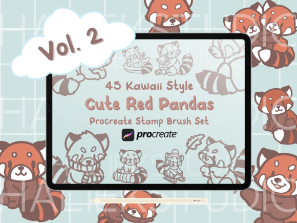 Red Pandas Vol. 2 Procreate Stamps