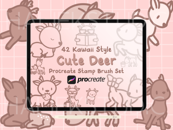 Cute Deer Procreate Stamp Brush Set