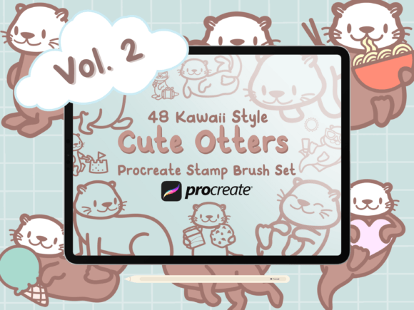Cute Otters Vol. 2 Procreate Stamps