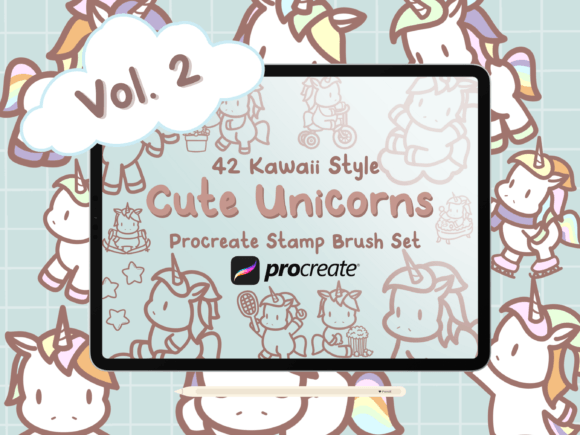 Cute Unicorns Vol. 2 Procreate Stamps