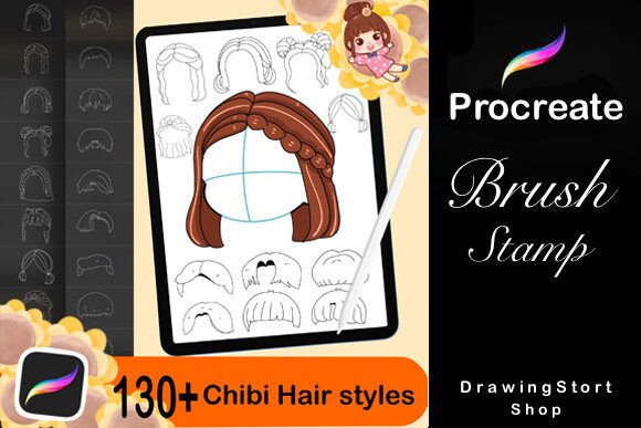 130+ Procreate Hair Stamp Brushes