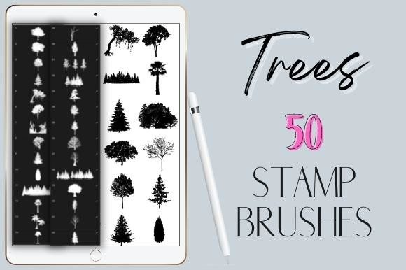 Procreate Trees Stamp Brushes Silhouette
