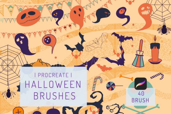 40 Procreate Halloween Stamp Brushes