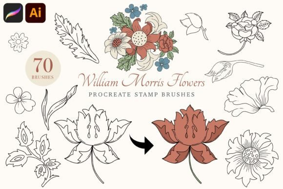 William Morris Procreate Stamp Brushes