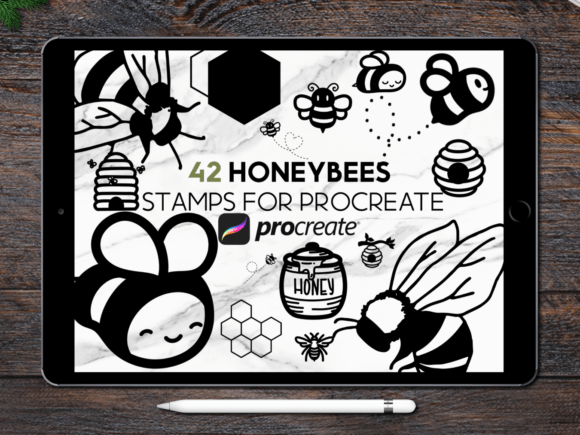 Honey Bee Procreate Stamp Brush Set
