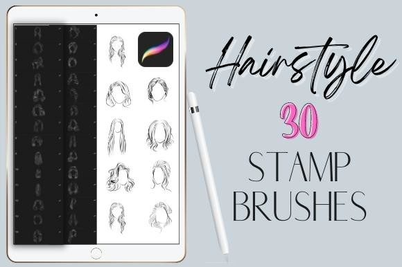 Procreate Hairstyle Stamp Brushes Set