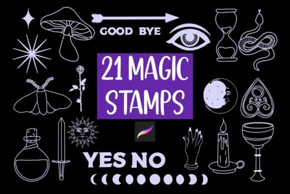 21 Magical Procreate Stamp Set Brushes