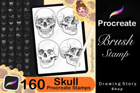 160 Procreate Skull Stamp Brushes