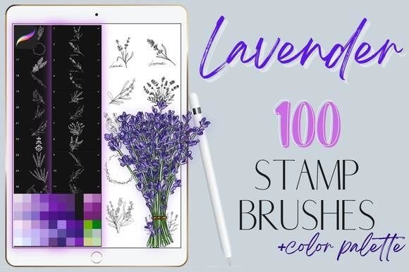 Procreate Lavender Stamp Brushes Palette