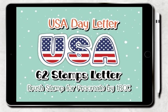 USA Day Letter ‪Procreate Brush Stamp‬