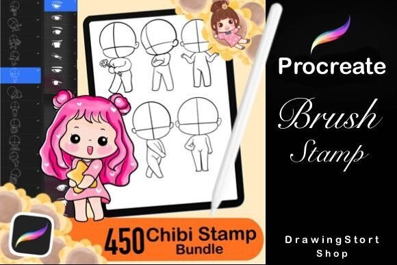 450 Procreate Chibi Stamp Brushes