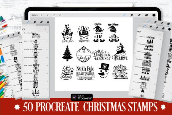 50 Christmas Procreate Stamp Brushes