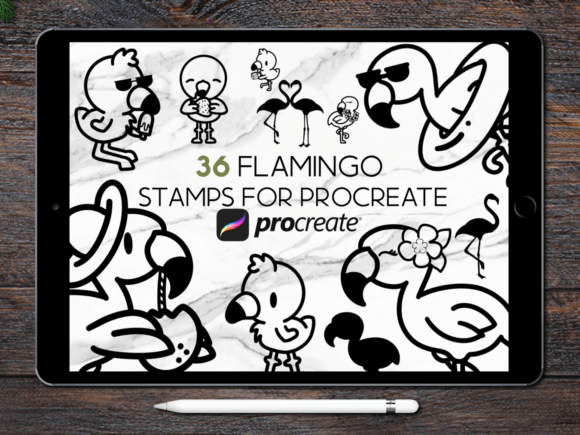 Flamingos Procreate Stamps Brush Set