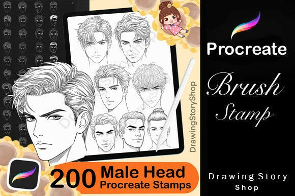 200 Procreate Male Head Stamp Brushes