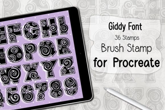 Giddy Font ‪Procreate Brush Stamp‬