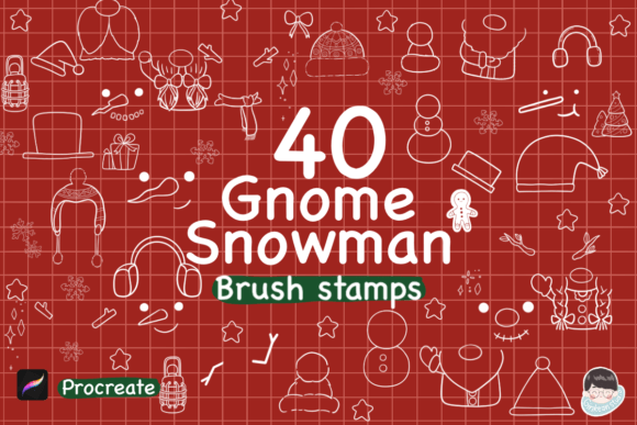40 Gnome Snowman Christmas Procreate Sta