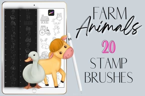 Procreate Farm Animals Stamp Brushes