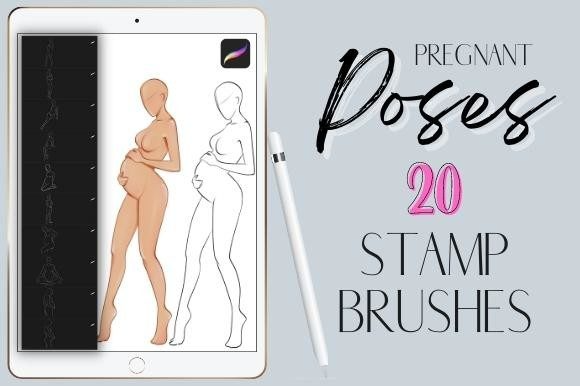 Procreate Pregnant Poses Stamp Brushes