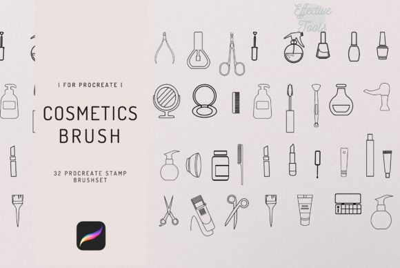 32 Procreate Beauty Set Stamp Brush