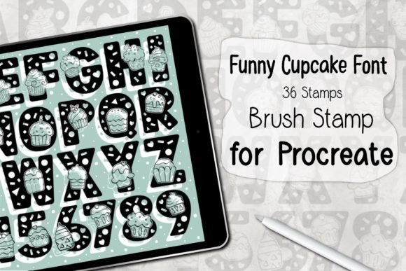 Funny Cupcake Font ‪Procreate Stamp‬