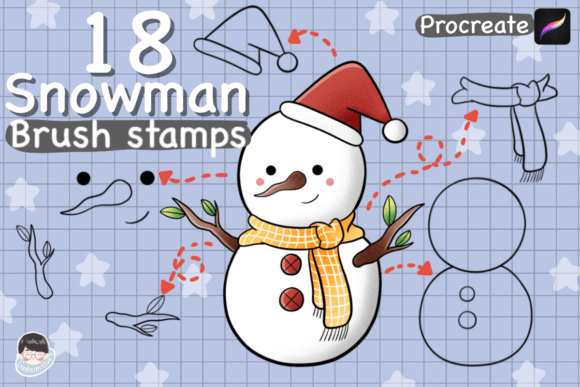 18 Snowman Maker Brushes for Procreate,