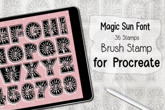 Magic Sun Font ‪Procreate Brush Stamp‬