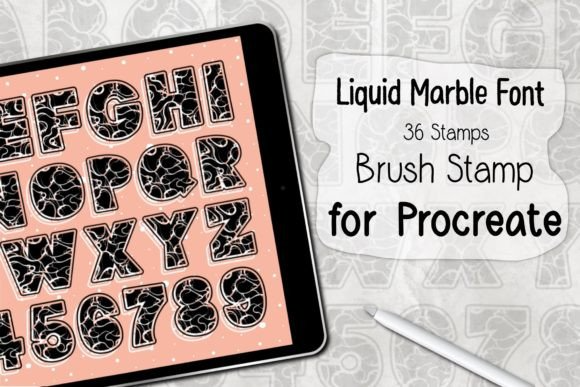 Liquid Marble Font ‪Procreate Stamp‬