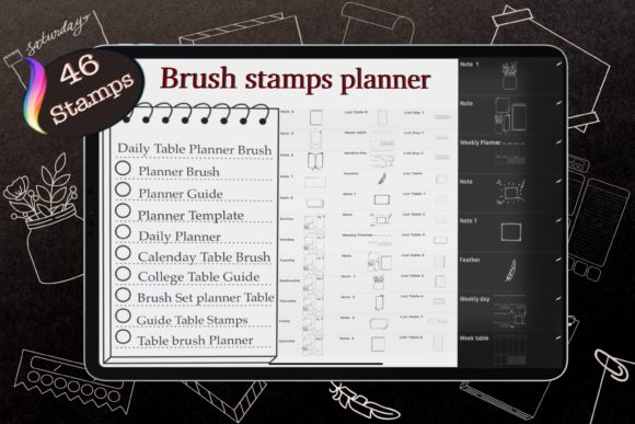 46 Planner Stamps, Brush Stamp Planner