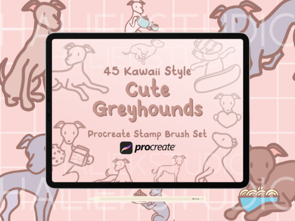 Cute Greyhounds Procreate Stamp Brushes