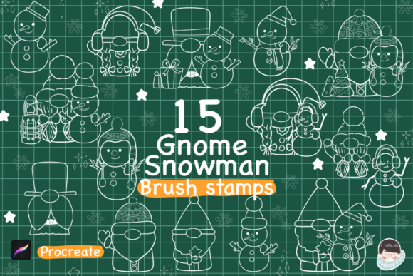 15 Christmas Procreate Stamps