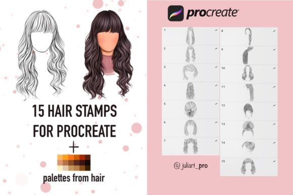  Hair Stamps for Procreate + Palettes