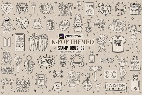 K-pop Themed Procreate Stamp Brushes