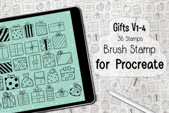 Gifts V1-4 ‪Procreate Brush Stamp‬