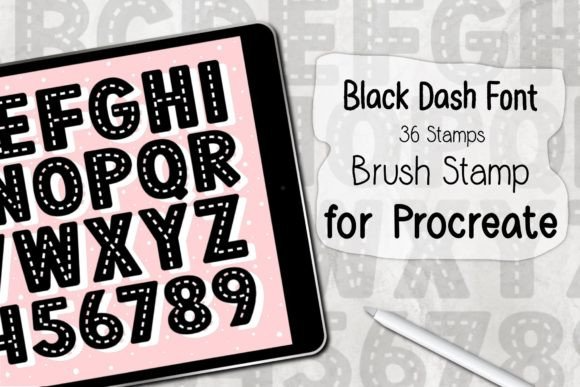 Black Dash Font ‪Procreate Brush Stamp‬