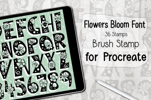 Flowers Bloom Font ‪Procreate Stamp