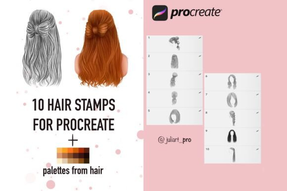 Hair Stamps for Procreate + Palettes