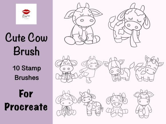 Cute Cow Stamp Brush for Procreate