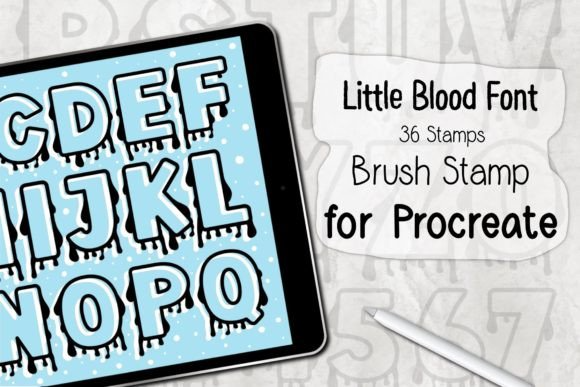 Little Blood Font ‪Procreate Brush Stamp