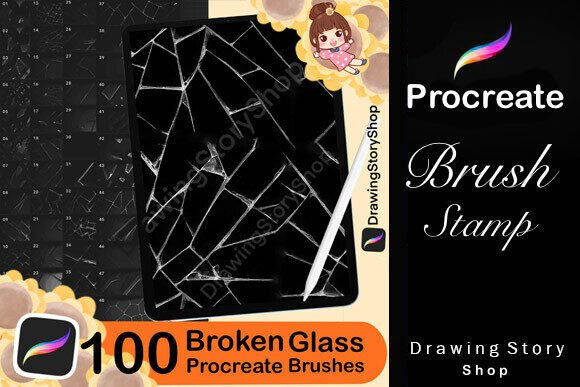 100 Procreate Broken Glass Stamp Brushes