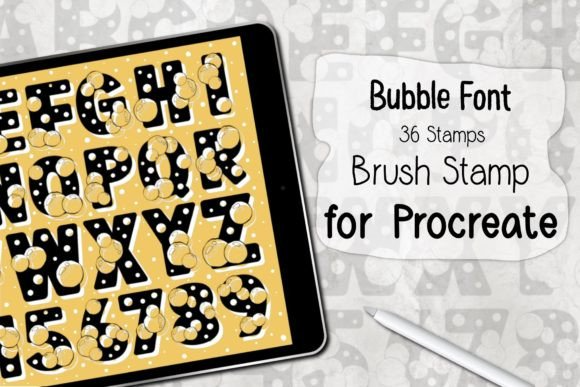 Bubble Font ‪Procreate Brush Stamp‬