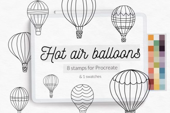 Hot Air Balloon Stamp Brushes Procreate