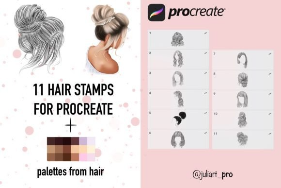 Hair Stamps for Procreate + Palettes