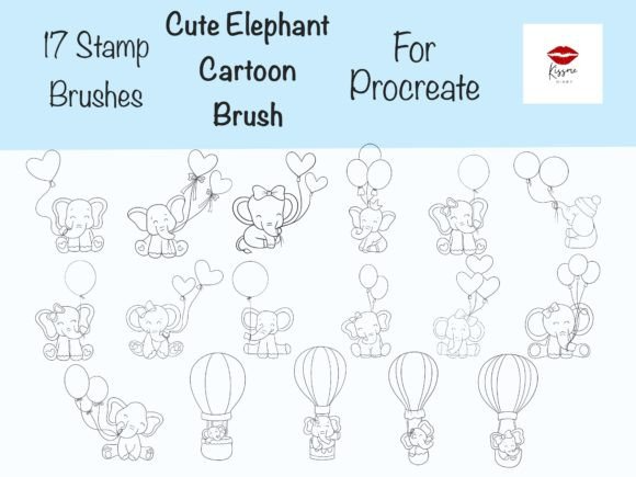 Cute Elephant Stamp Brush for Procreate