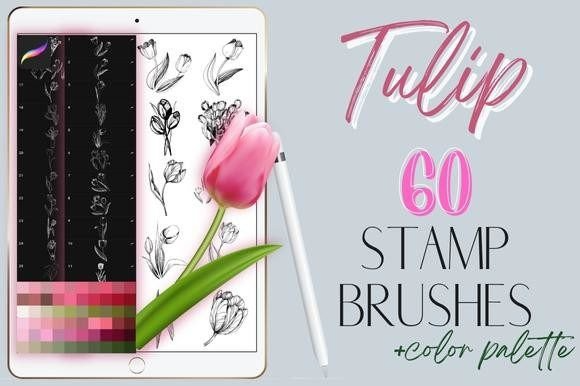 Procreate Tulip Flowers Stamp Brushes